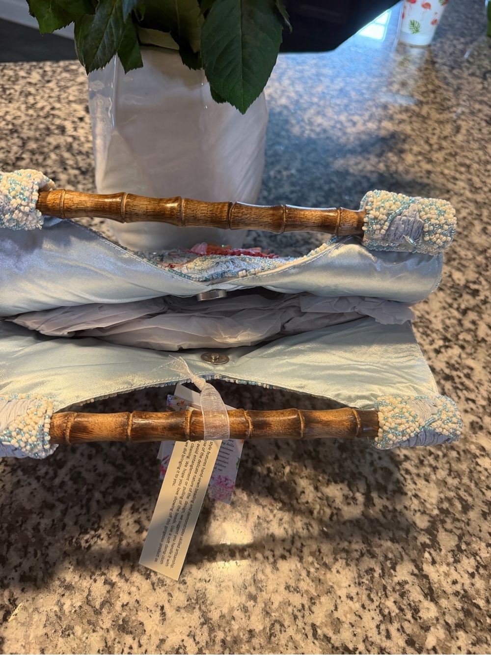 T.J.Maxx Beaded Flamingo Clutch in Pink and Light Blue - Picture 4 of 5